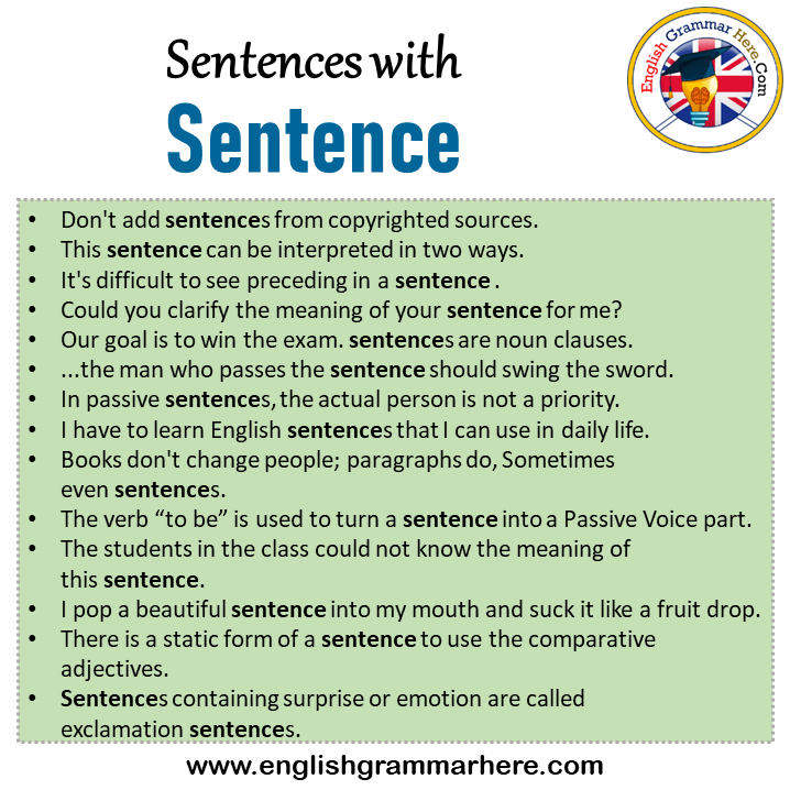 Sentences With Sentence Sentence In A Sentence In English Sentences 