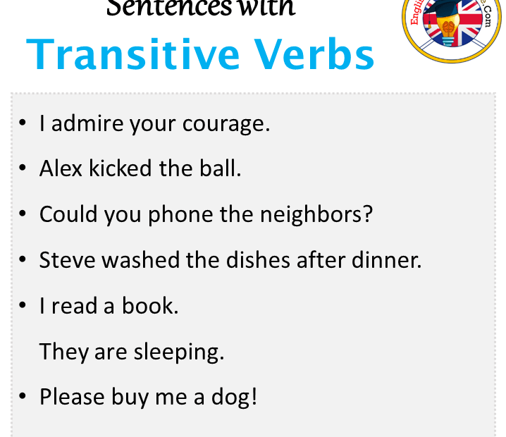 Sentences With Transitive Verbs Transitive Verbs In A Sentence In