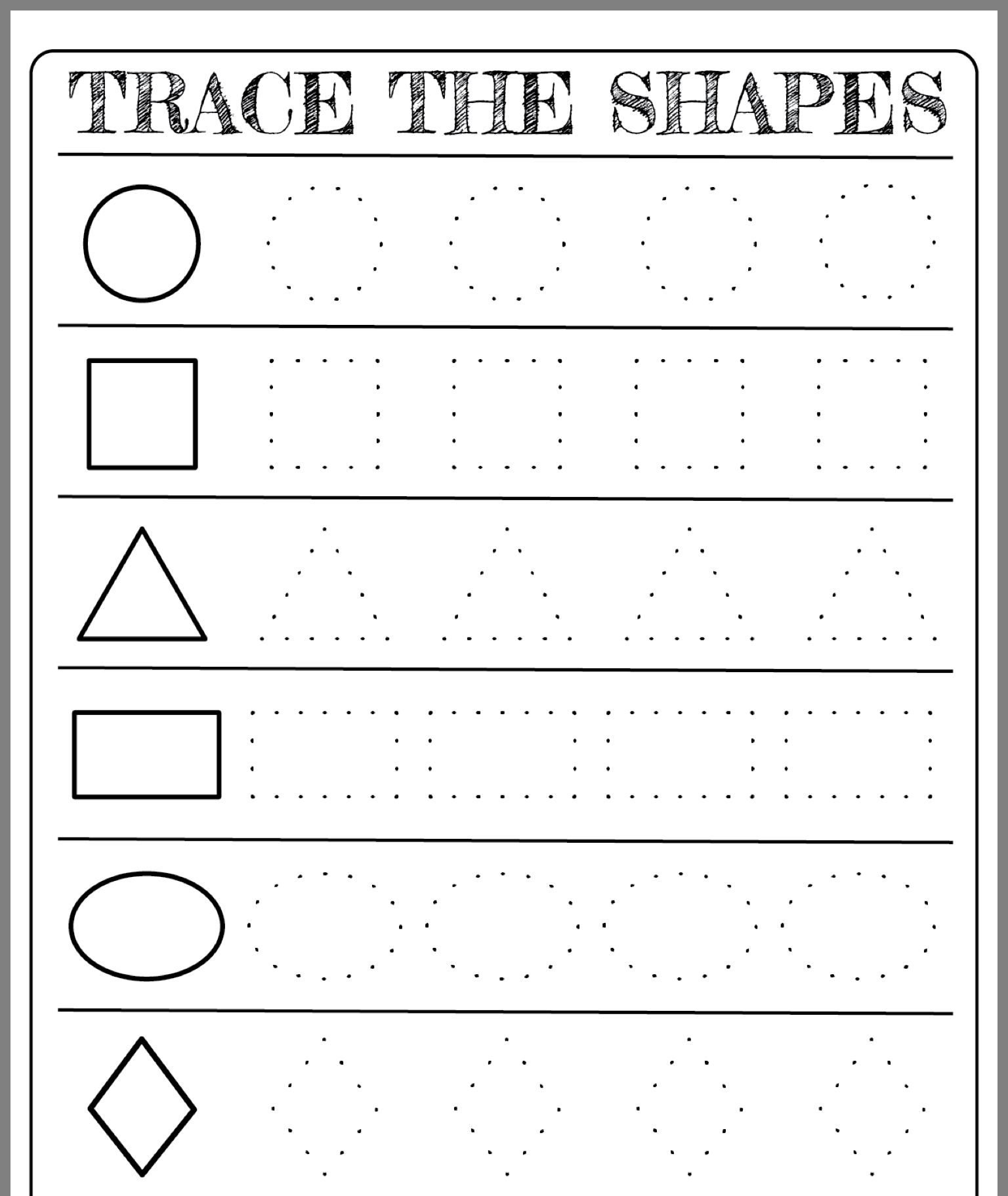 tracing shapes worksheet