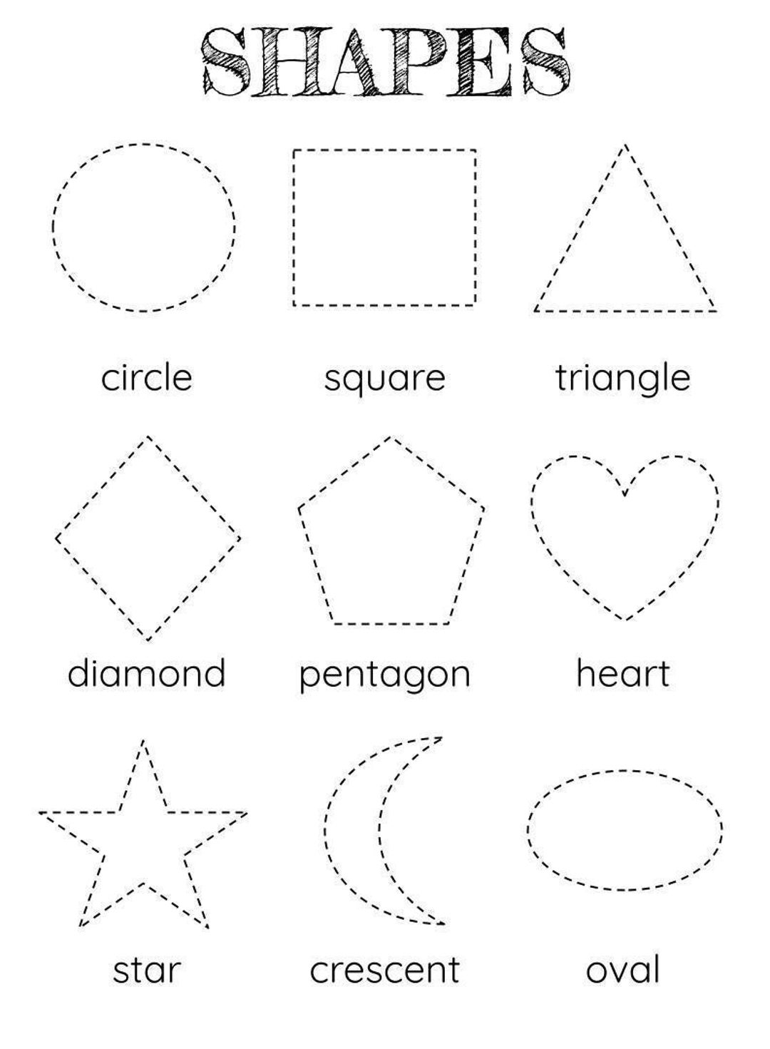 Shape Tracing Worksheet For Kindergarten Preschool Learn To Trace 