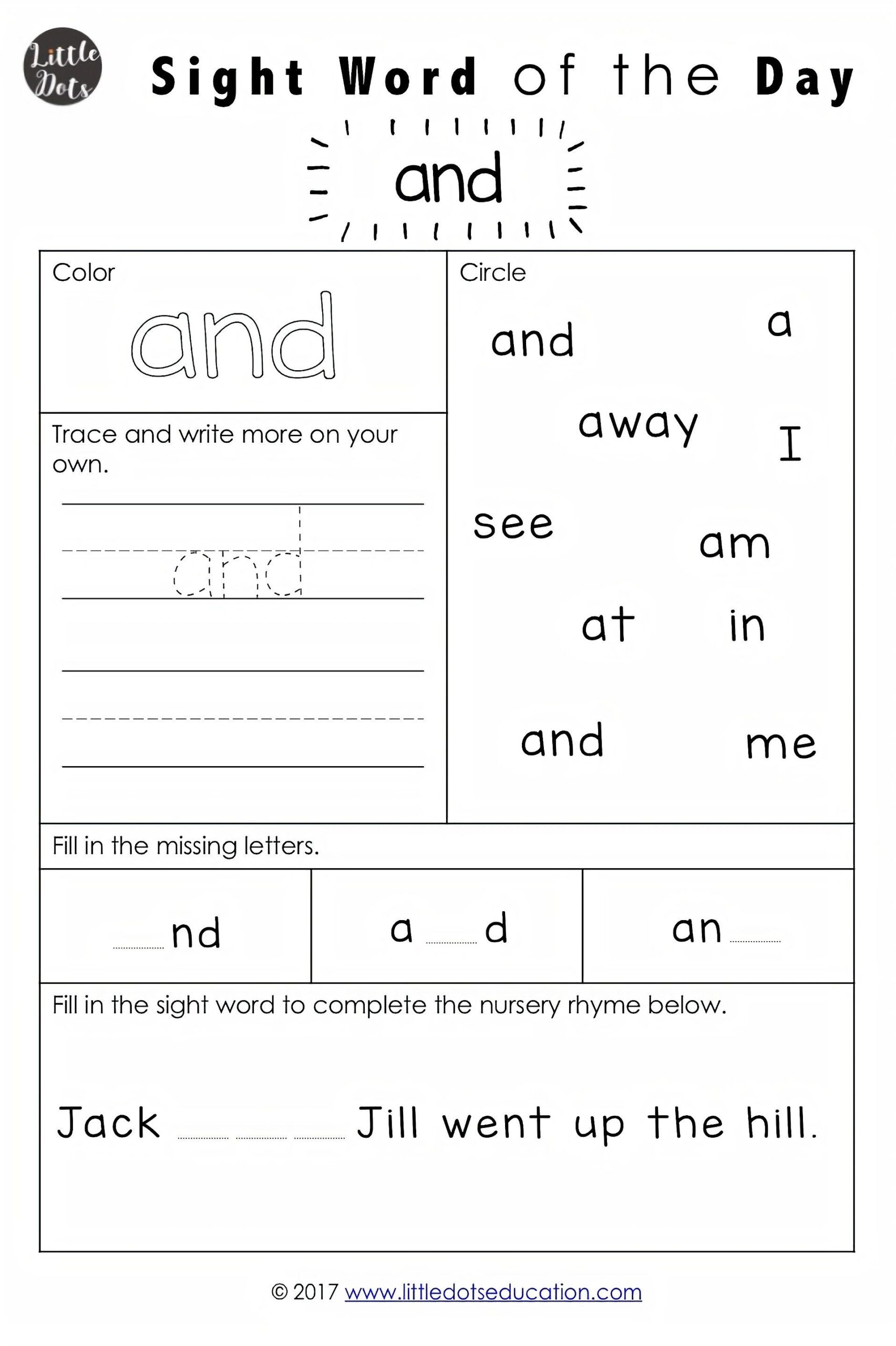 Sight Word Worksheets