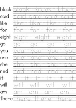 practice tracing words