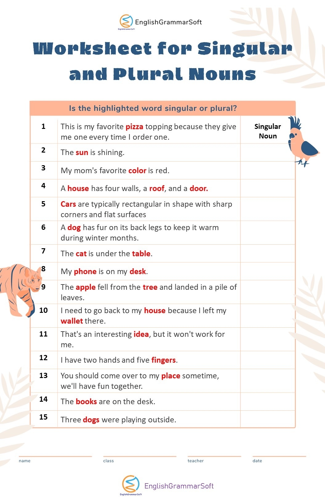 plural nouns rules and examples