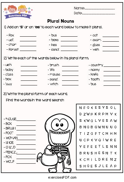 Singular And Plural Nouns Exercises PDF