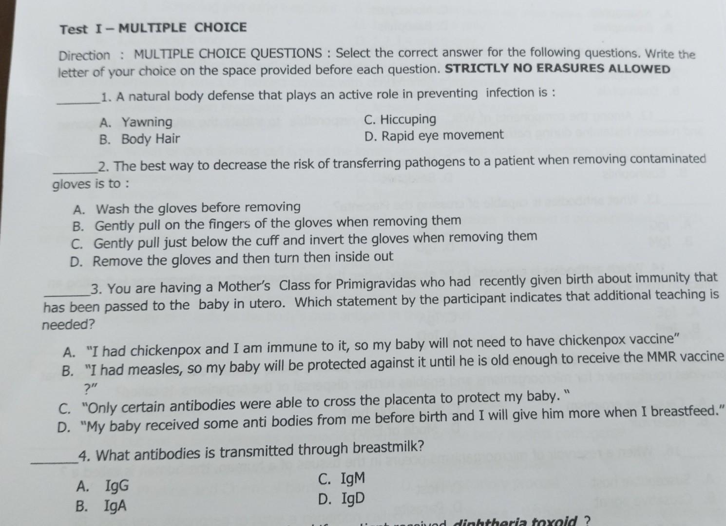 multiple choice example questions