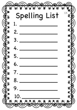 Spelling List Practice Template