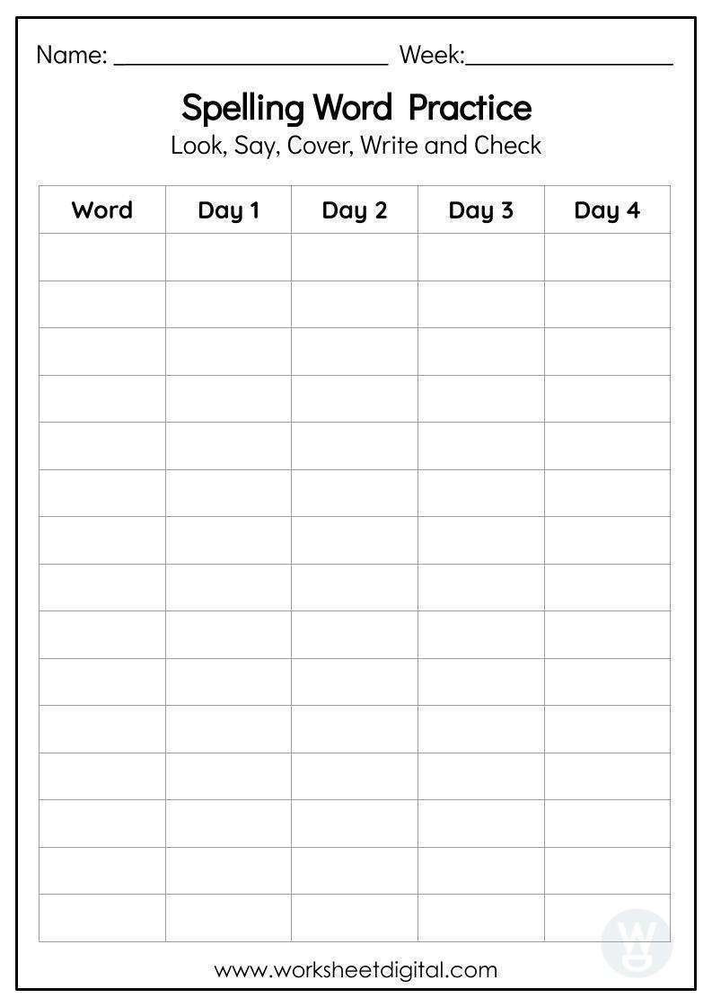 Spelling List Template Prntbl concejomunicipaldechinu gov co