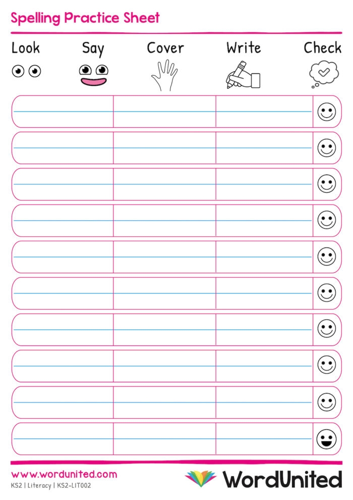 Spelling Word Practice Sheets