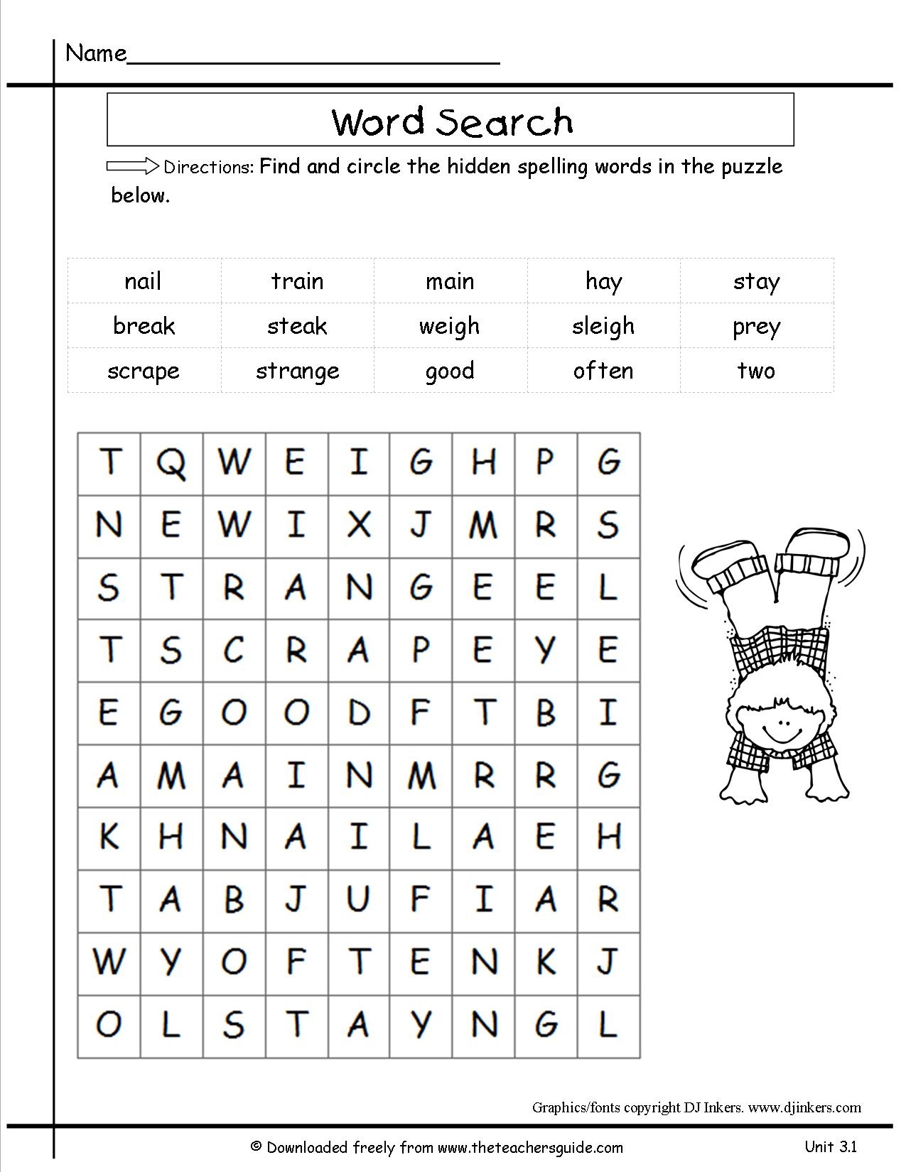 2nd grade spelling words worksheets