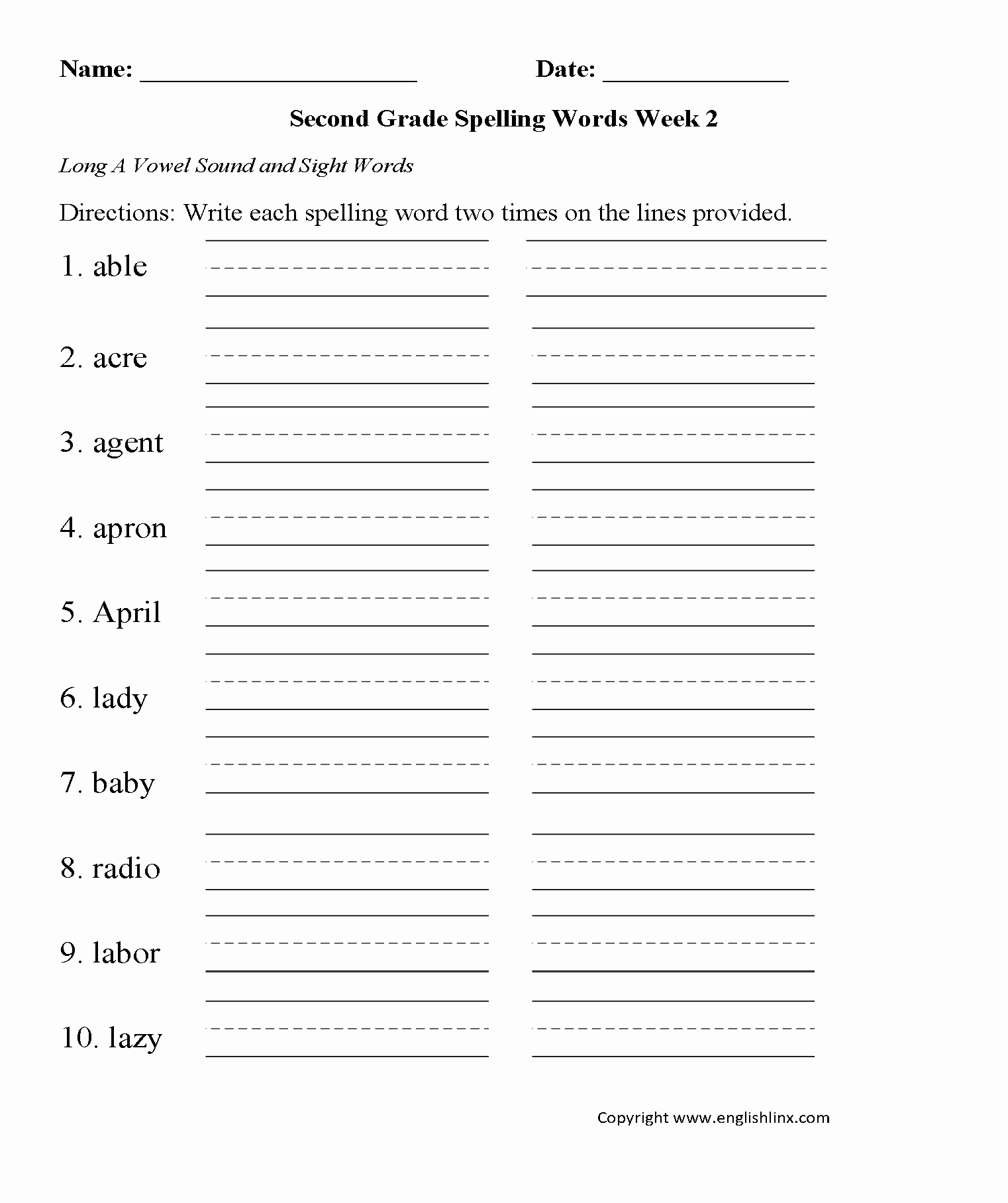Spelling Worksheets 2nd Graders New Spelling Worksheets Simple 