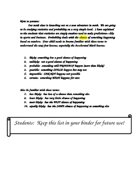 Statistics And Probability Vocabulary List Definitions By Renee Fairchild