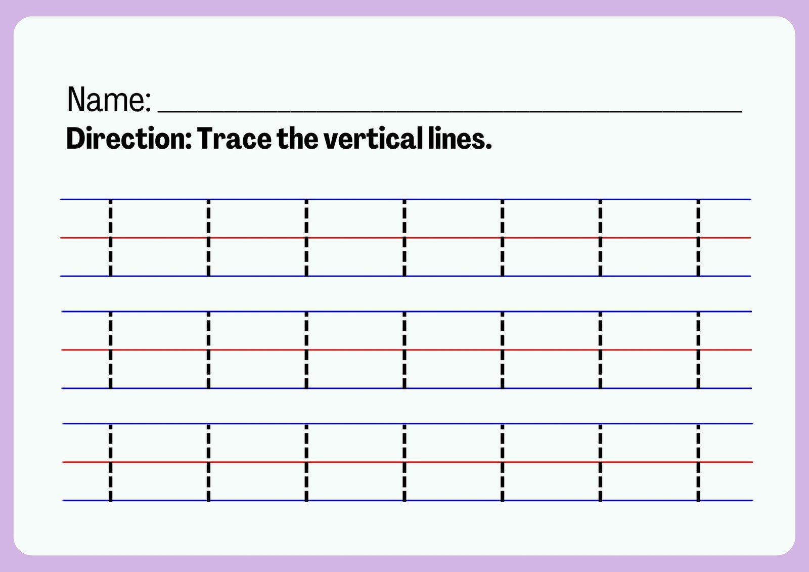 Straight Line Tracing Worksheets