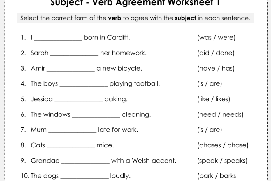 Subject Verb Agreement ESL Worksheet By Febyabanil Worksheets Library