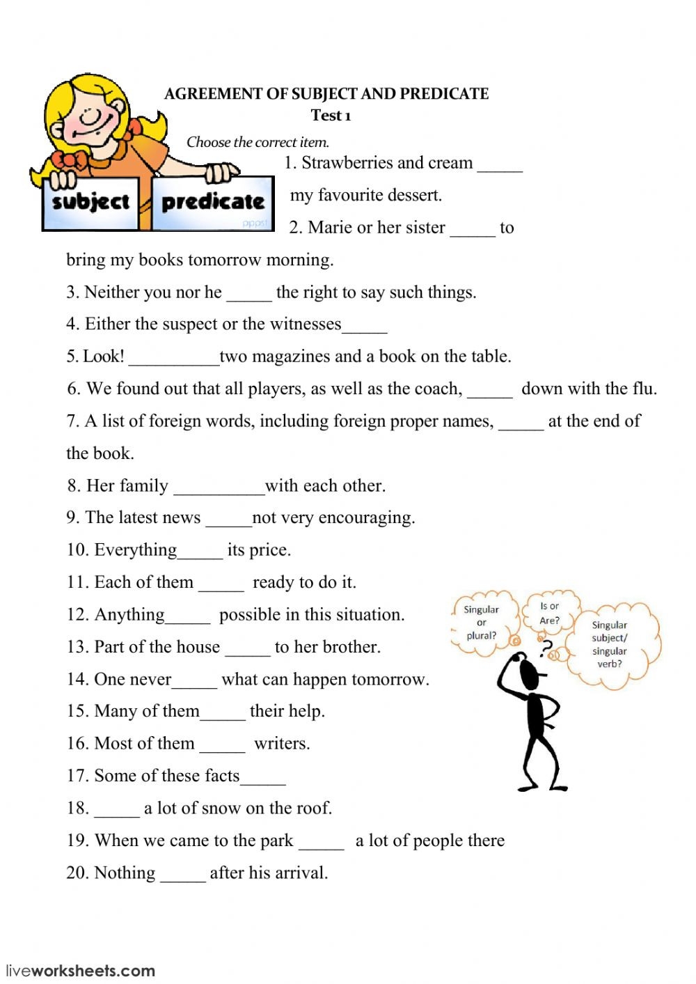 Subject Verb Agreement Practice Worksheet
