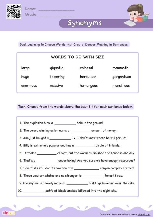 Synonym Fill In The Blanks Worksheet For Grade 5 Kidpid