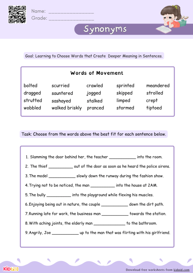 Synonym Fill In The Blanks Worksheet For Grade 5 Kidpid