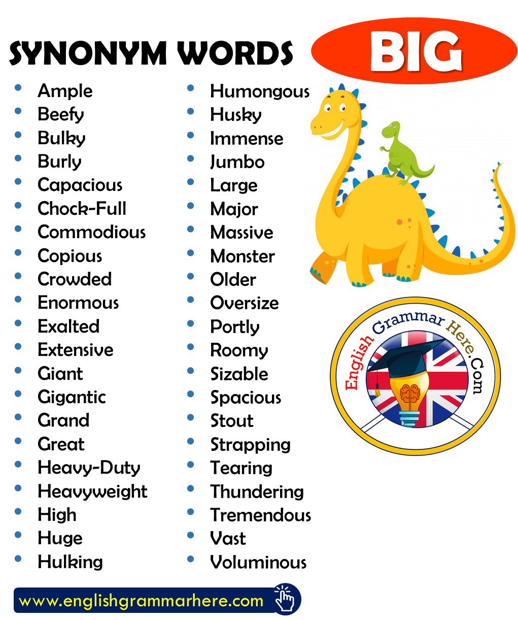 Synonym Words BIG English Vocabulary English Grammar Here