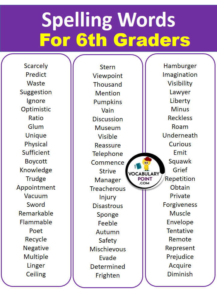 spelling list by grade