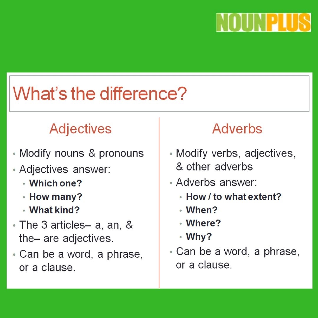 noun verb adjective adverb difference