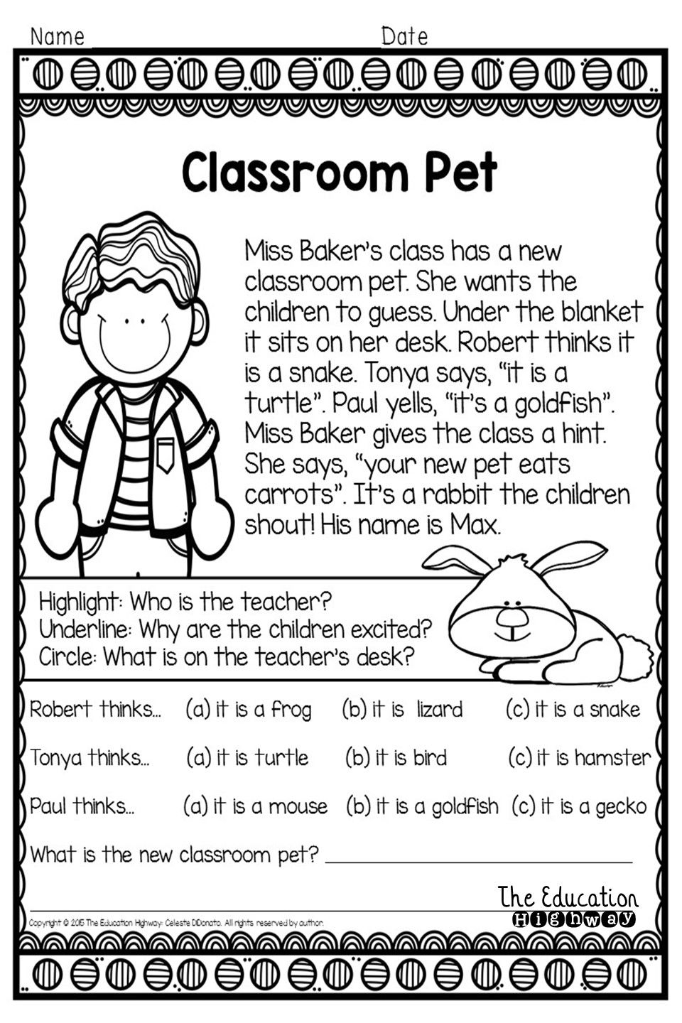 free 4th grade reading passages