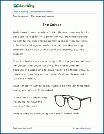 Third Grade Reading Worksheets K5 Learning