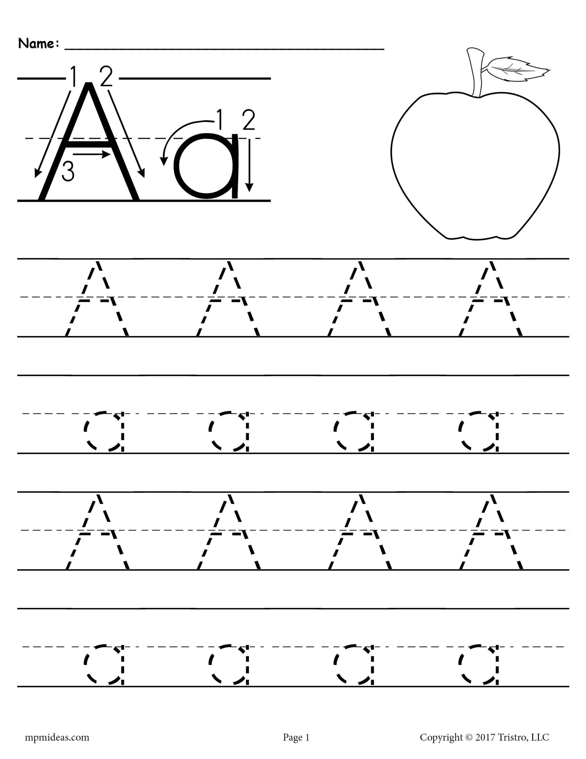 This Printable Letter A Worksheet Includes Four Lines For Tracing The 