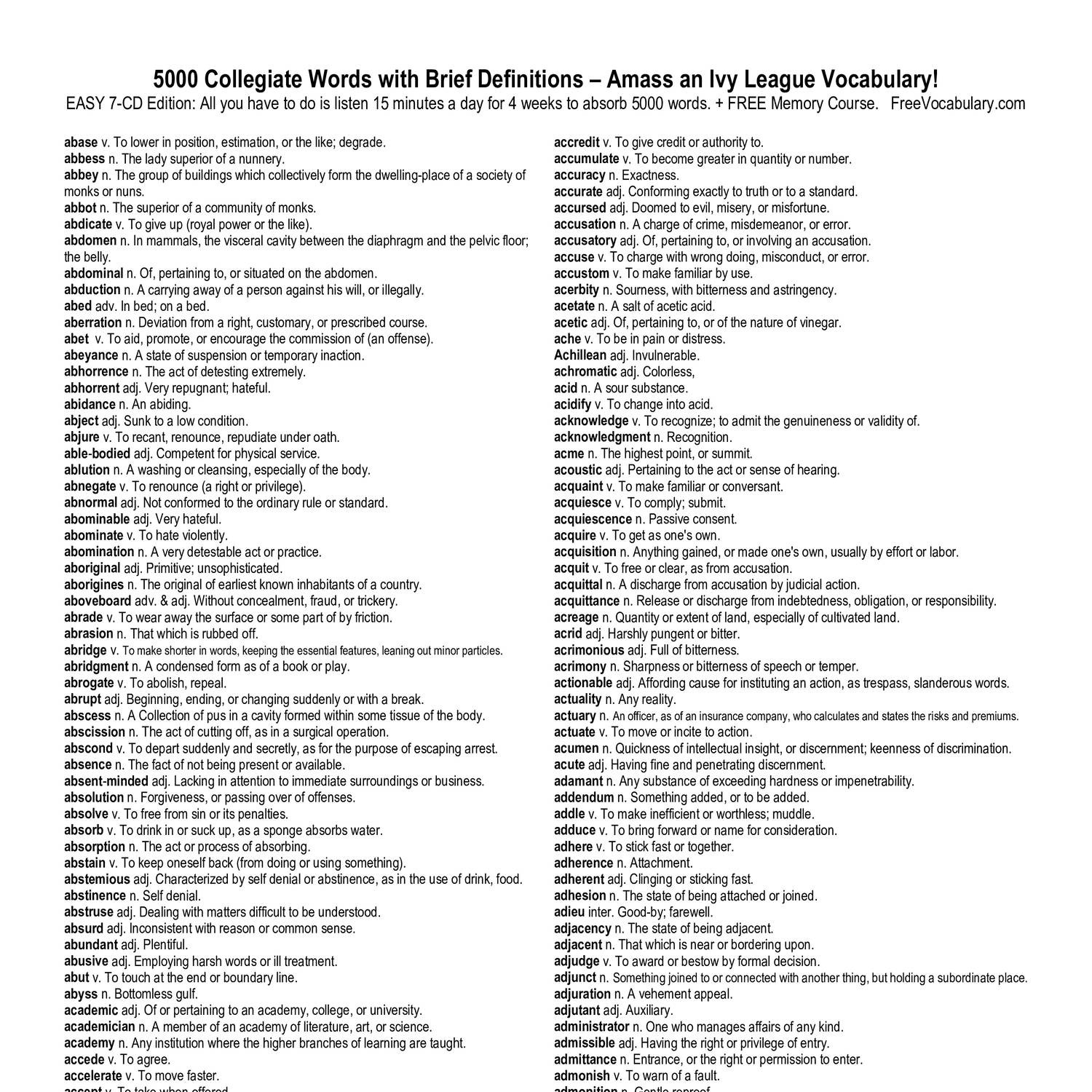 toefl vocabulary list pdf