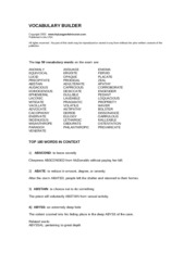 Top 100 Gre Words VOCABULARY BUILDER Copyright 2003 Www