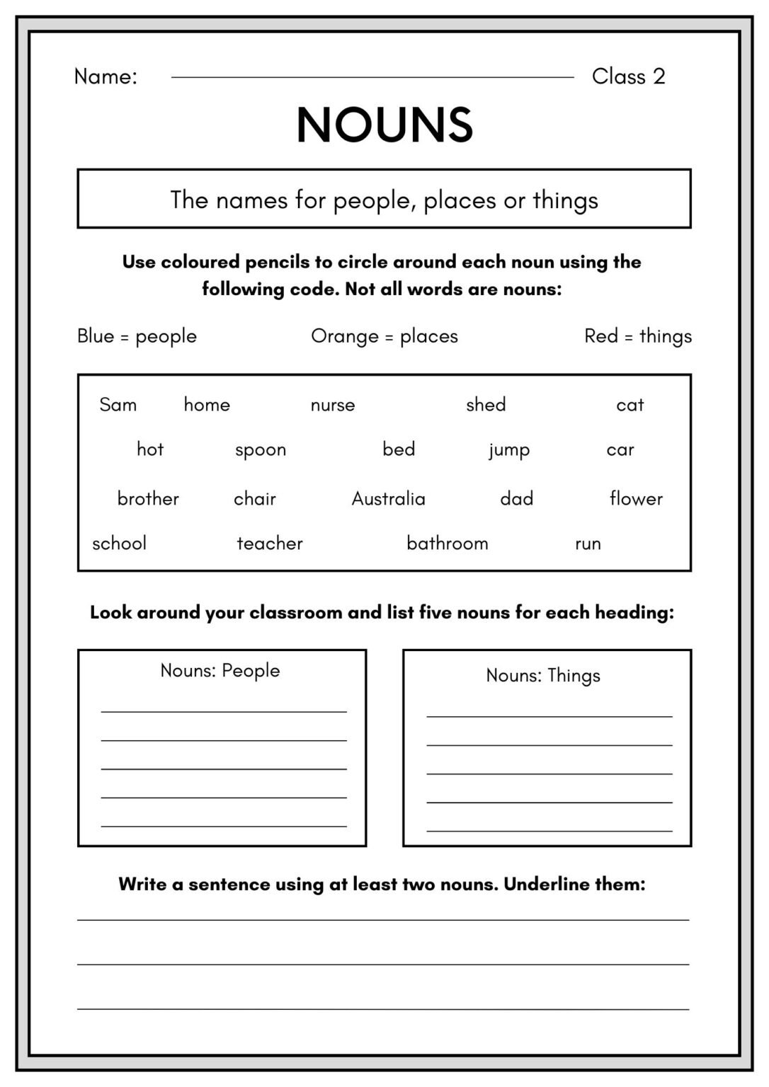 Top 5 Noun Worksheet For Class 2 With Answers Pdf 2023