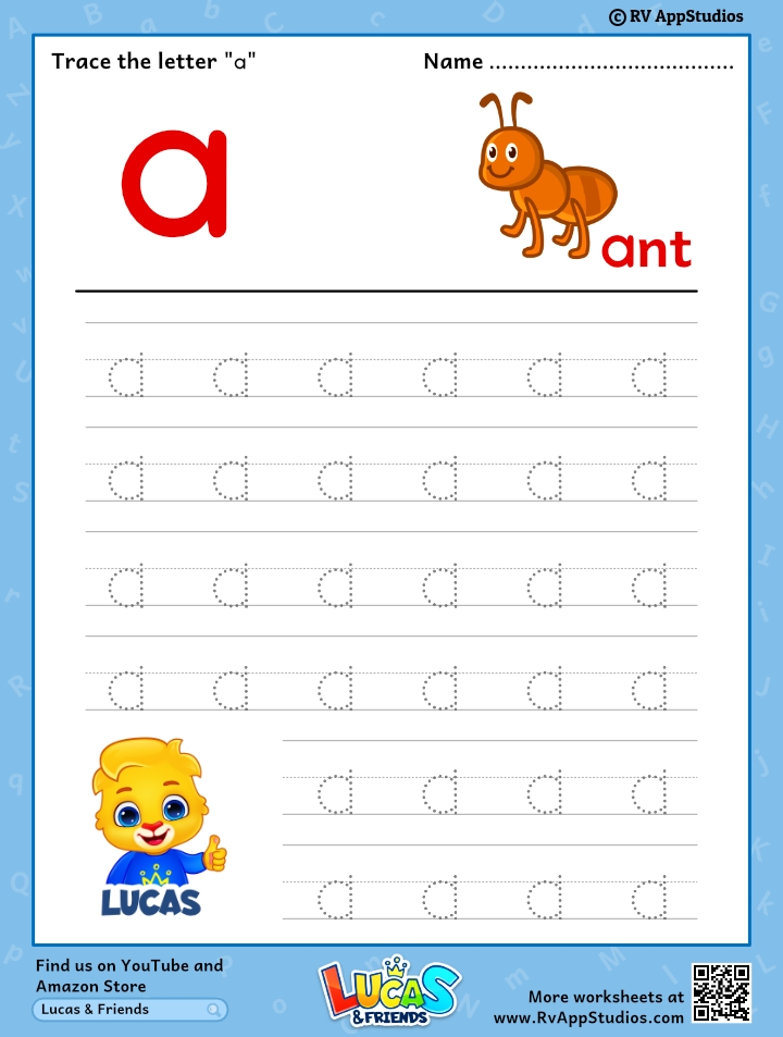 Trace Lowercase Letter 39 a 39 Worksheet For FREE 
