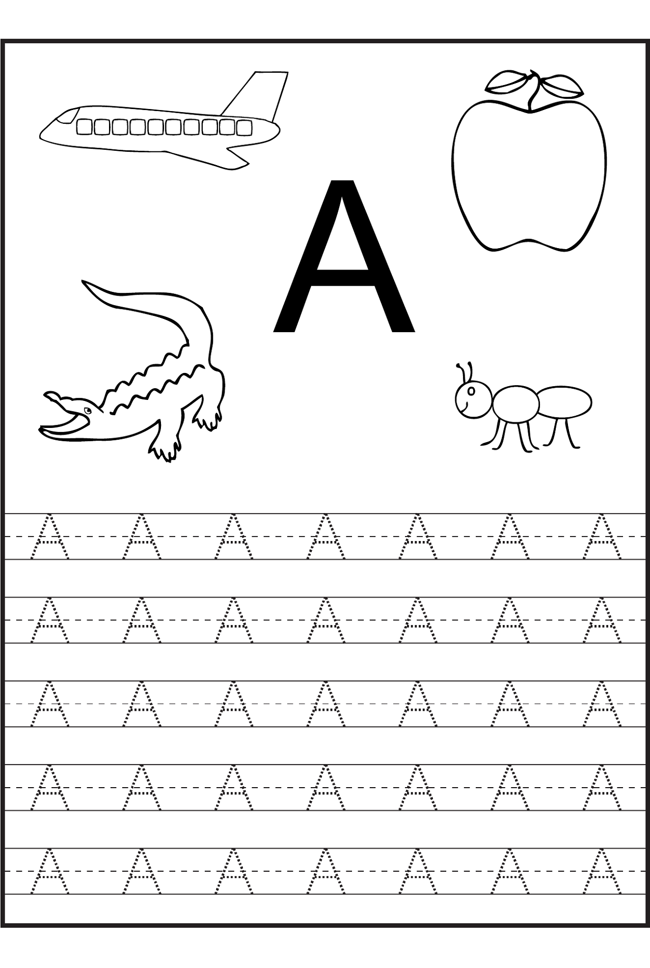 letter a tracing worksheets preschool