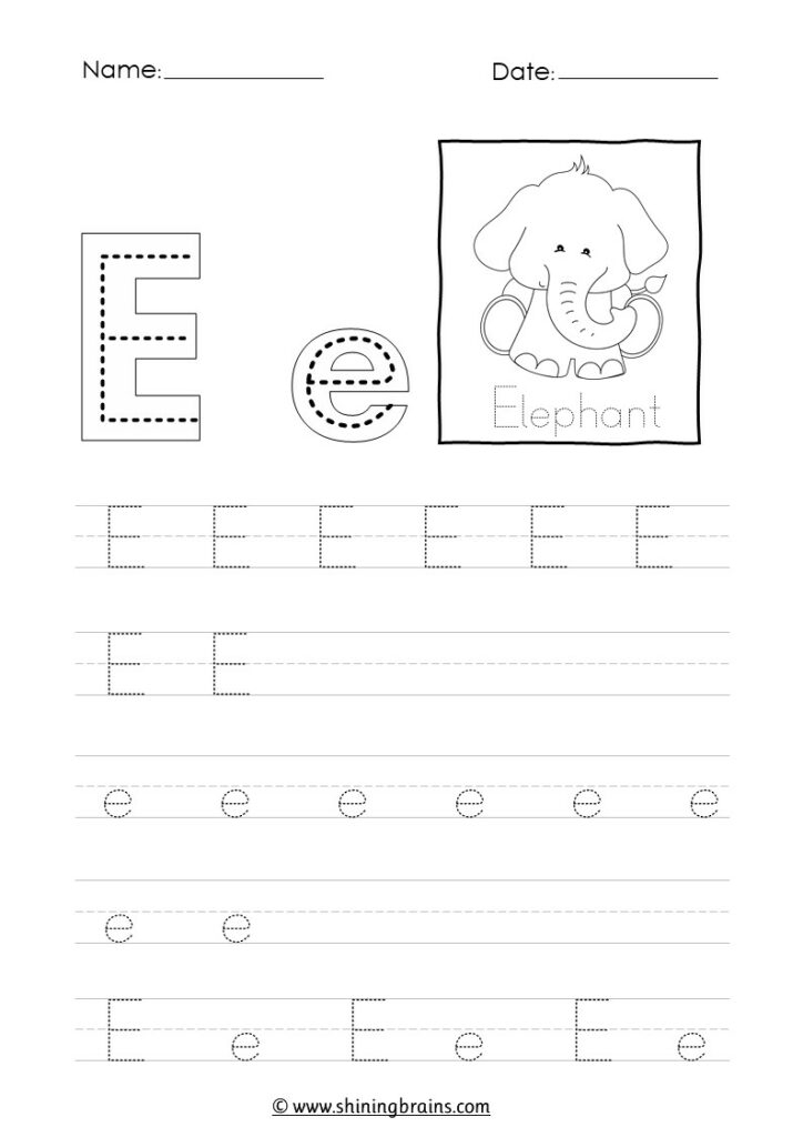 Tracing Letter E E Worksheet