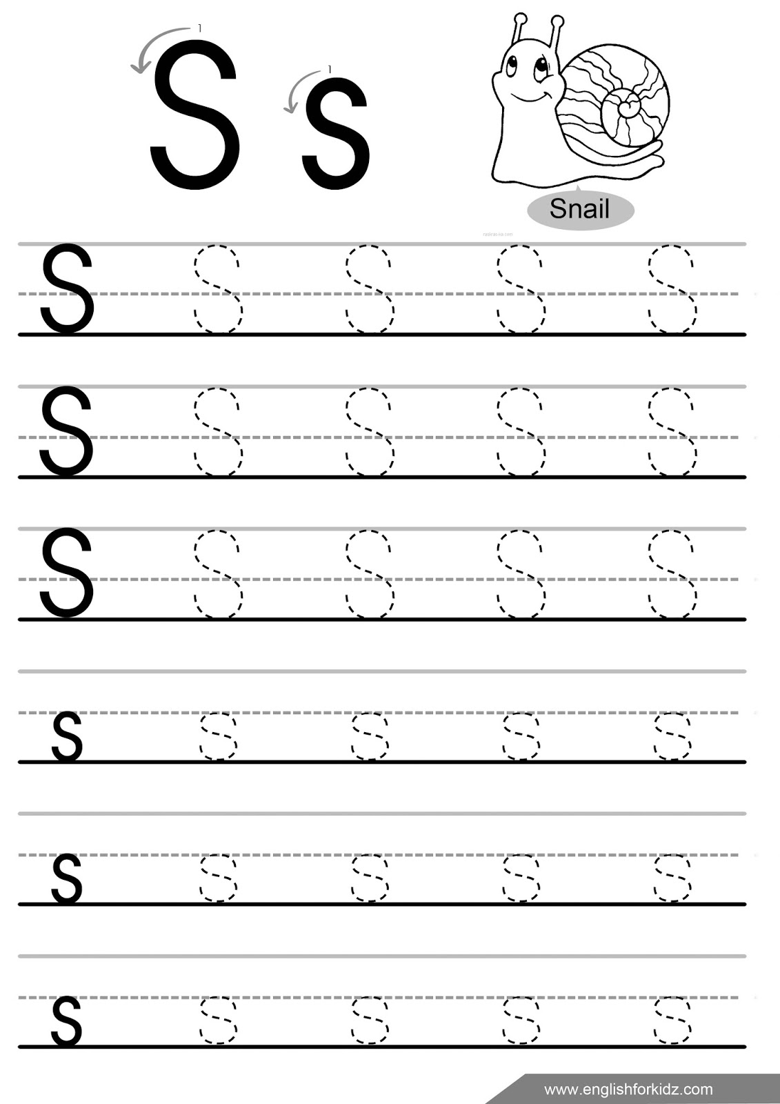 Tracing Letter S Worksheets