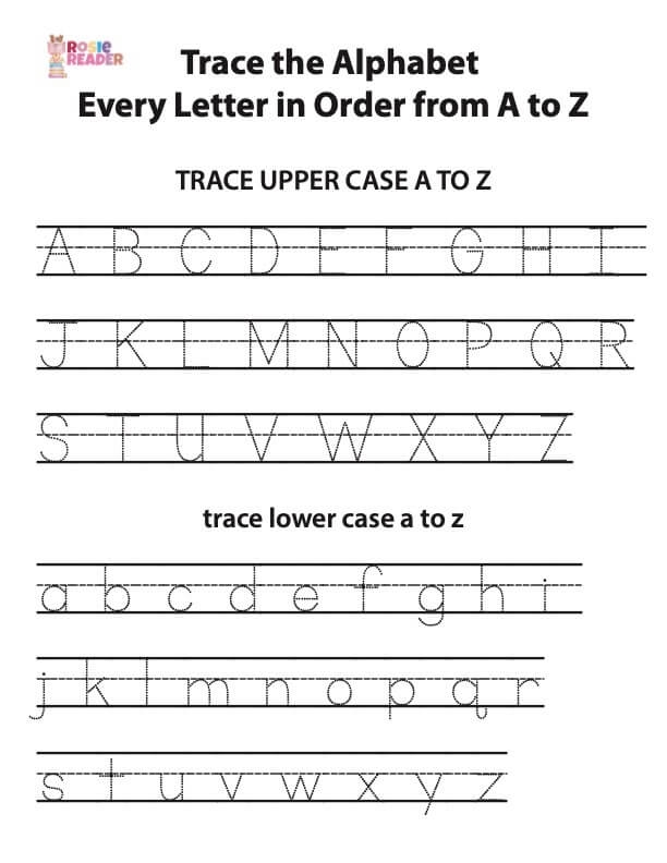 tracing letters a to z