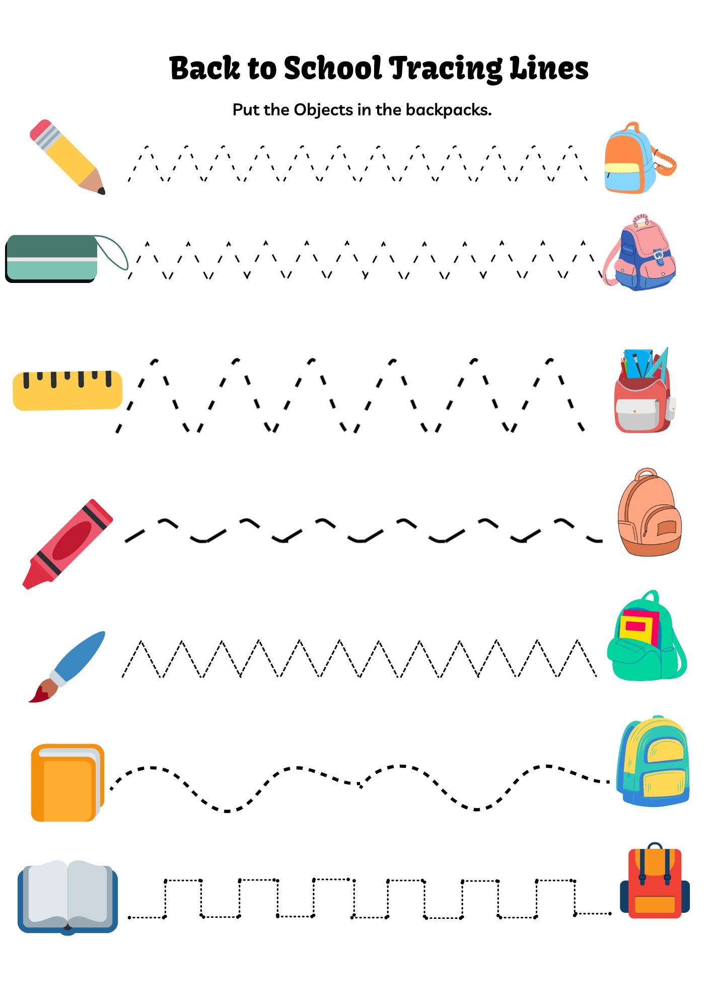 Tracing Lines Worksheets