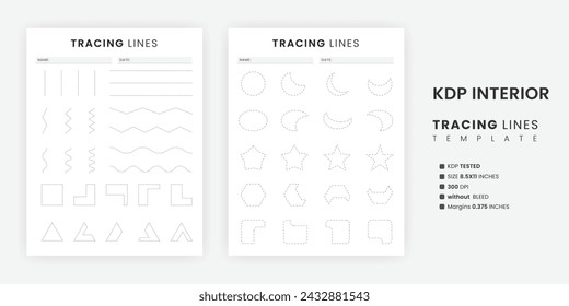Tracing Lines Worksheets 3 Year Olds Stock Vector Royalty Free 