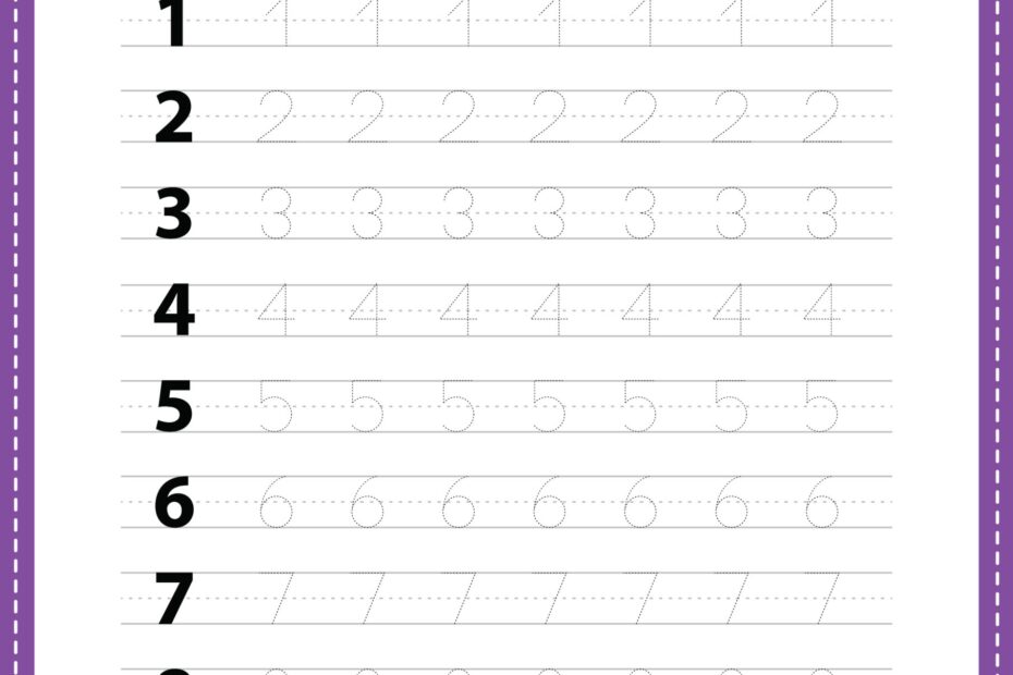 Tracing Number 1 10 Worksheet Free PDF Printable For Kids