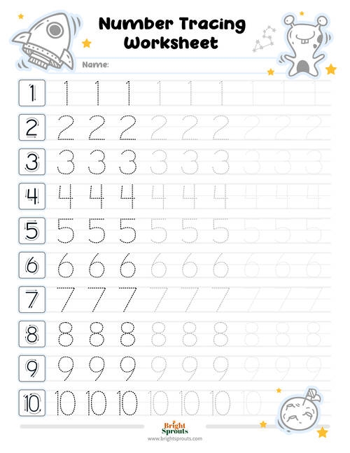 Tracing Number 1 10 Worksheet Free PDF Printable For Kids 41 OFF