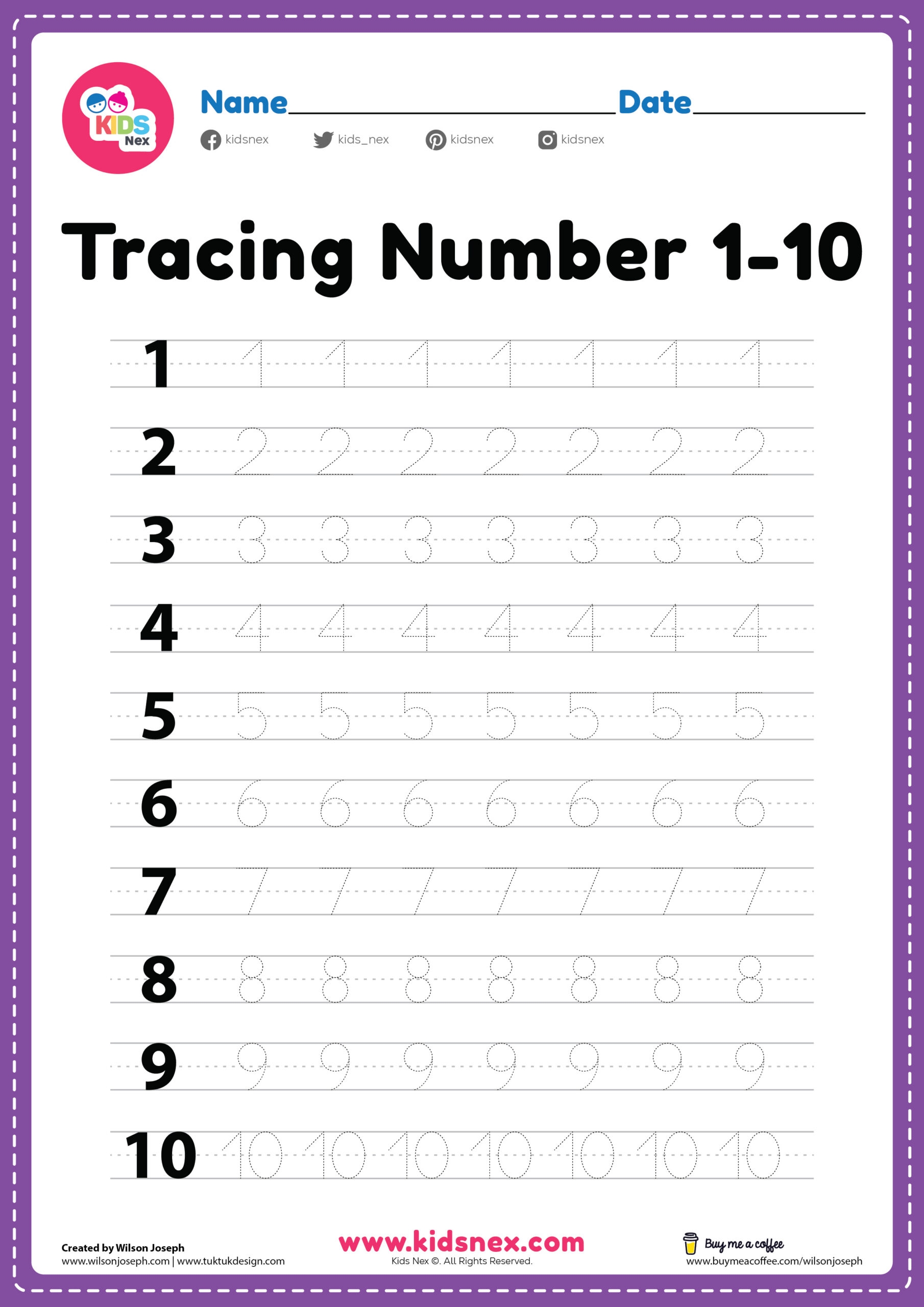 number tracing worksheet