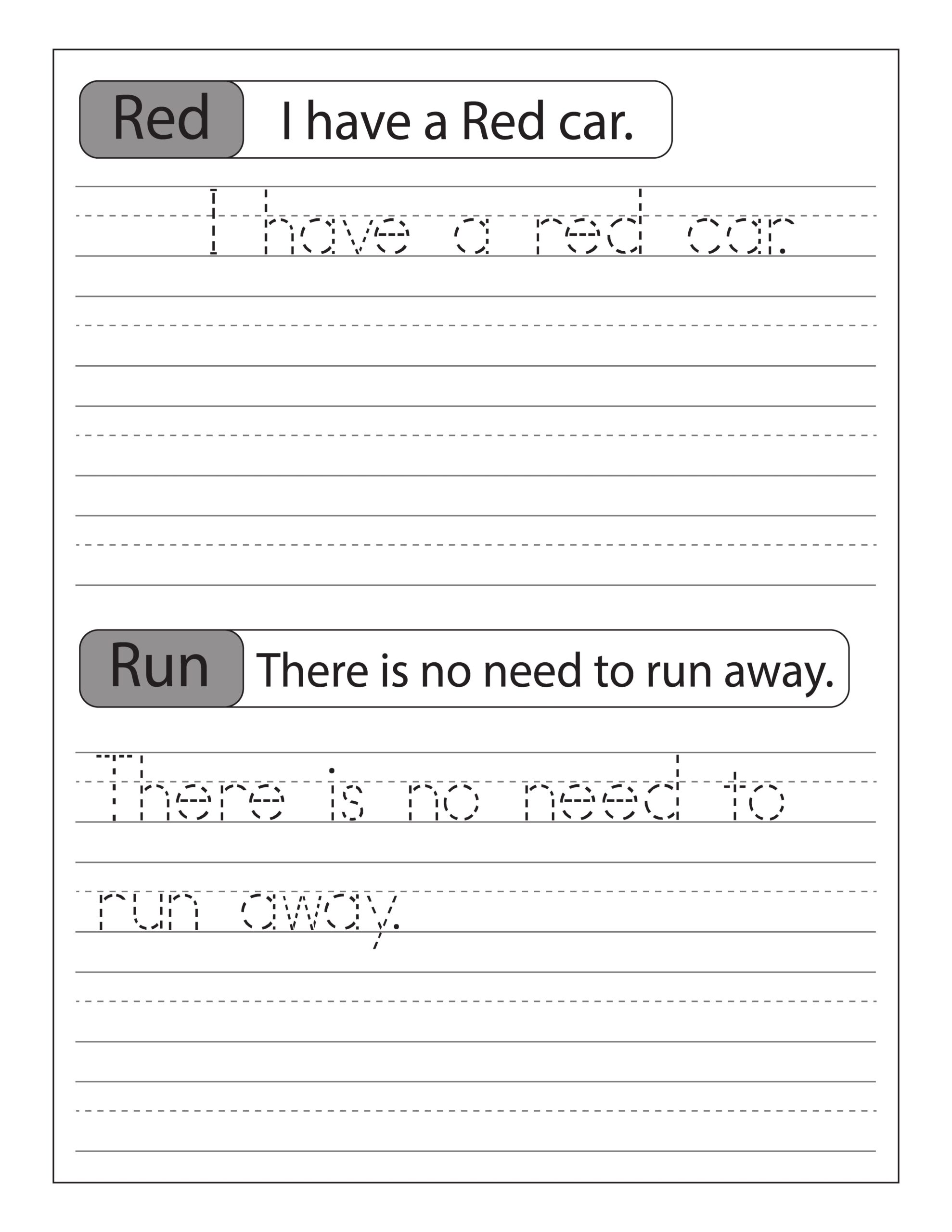 Tracing Sentences 4 Worksheet Zone