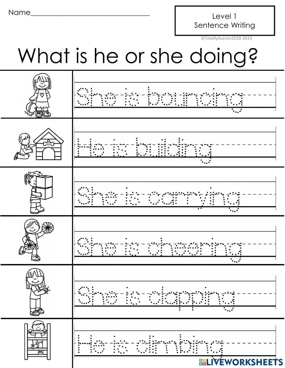 Tracing Sentences Worksheets