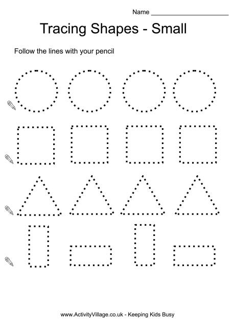 Tracing Shapes Small Free Worksheets Samples