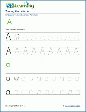 Tracing The Letter A A K5 Learning