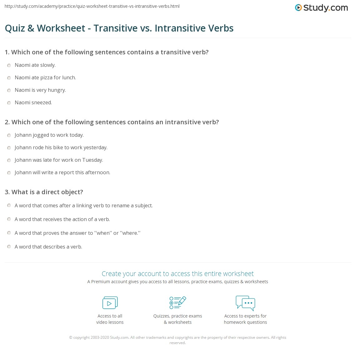 Transitive And Intransitive Verb Worksheet E streetlight