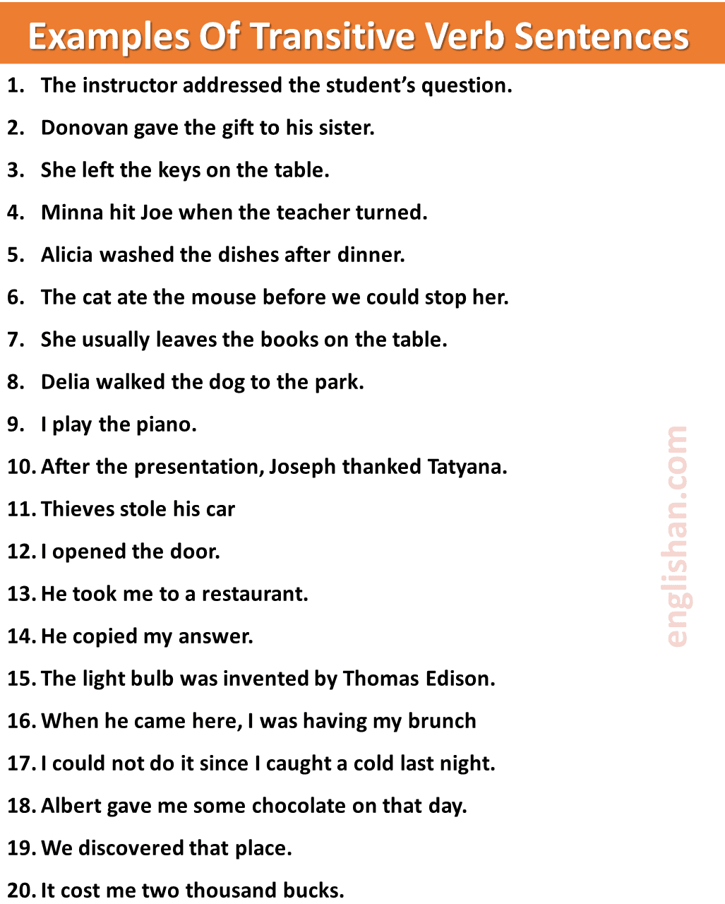 transitive and intransitive examples
