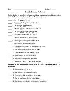 Transitive And Intransitive Verbs Quiz By Bacon Makes Everything Better