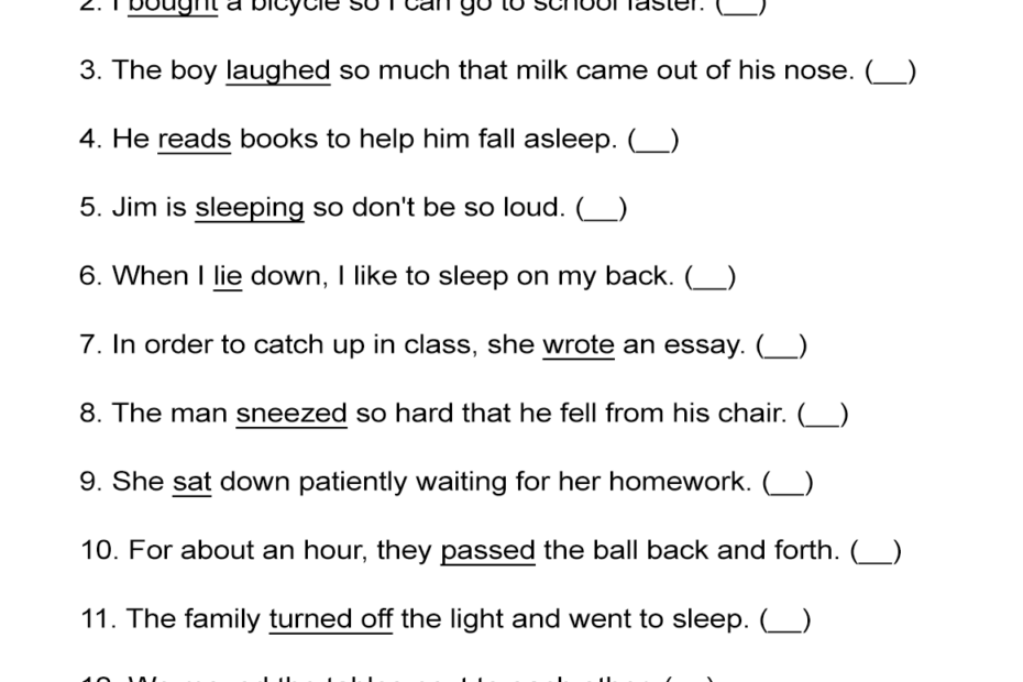 Transitive And Intransitive Verbs Worksheet ALL ESL