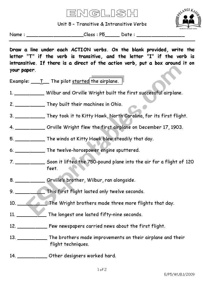 transitive vs intransitive exercises