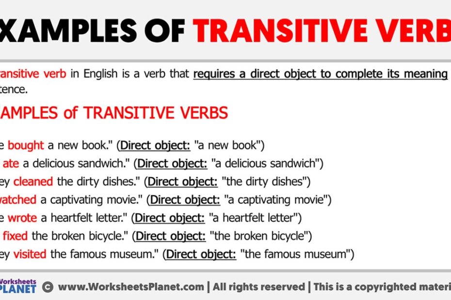 Transitive Verbs Examples