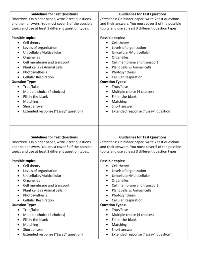 multiple choice questions types